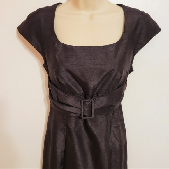 Madison Leigh Petite Belted Tailored Pencil Dress Grey 4 Petite - Picture 3 of 13